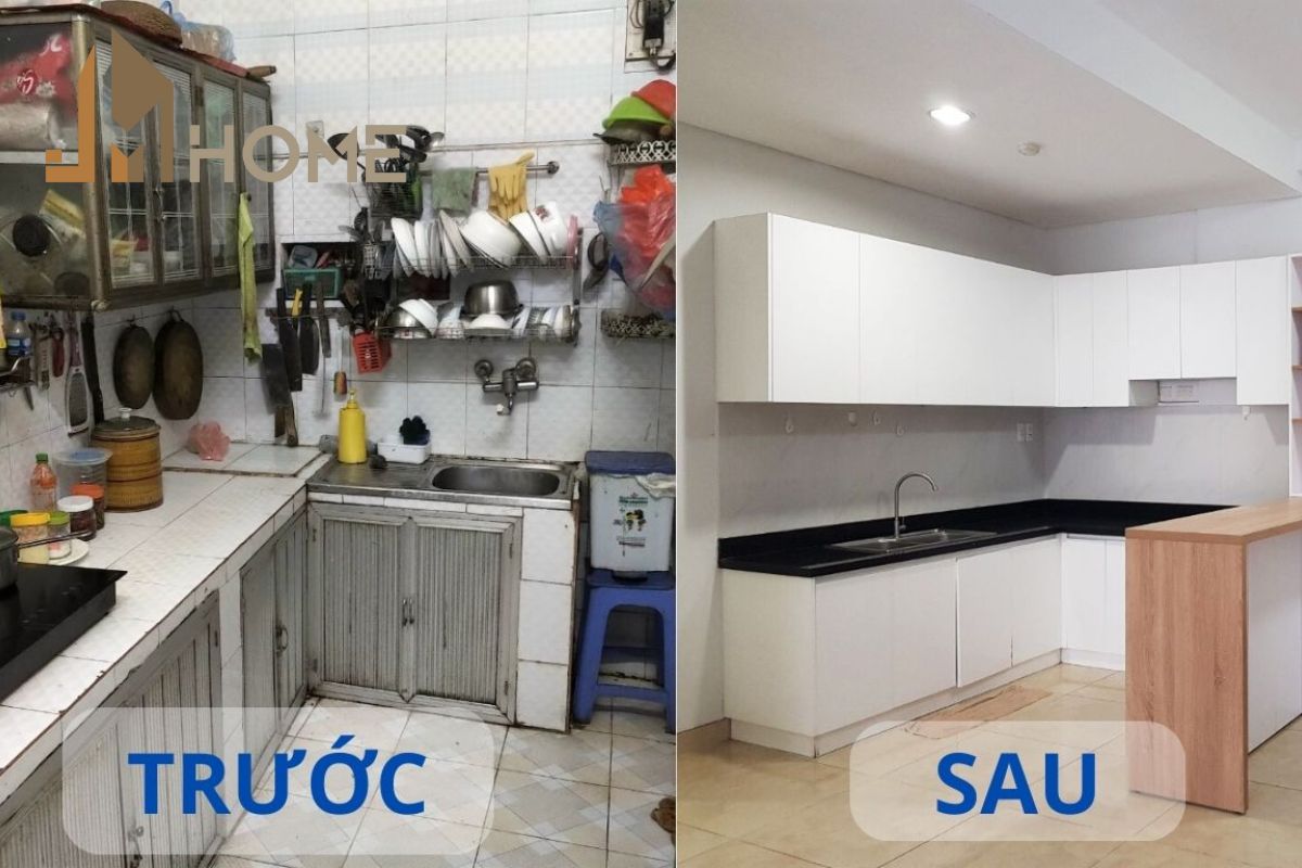 Cải tạo bếp không đục phá nhiều