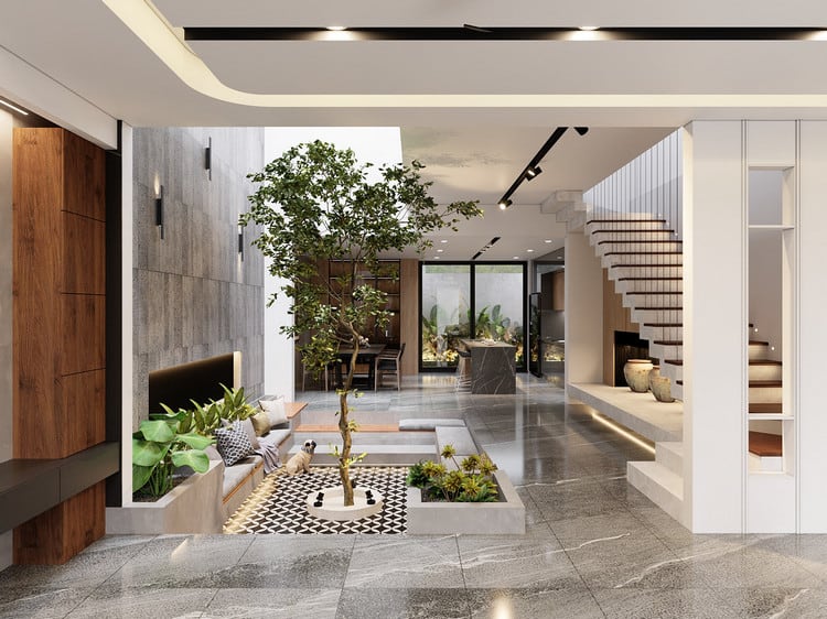 Đo đạc phòng khách nhà vườn