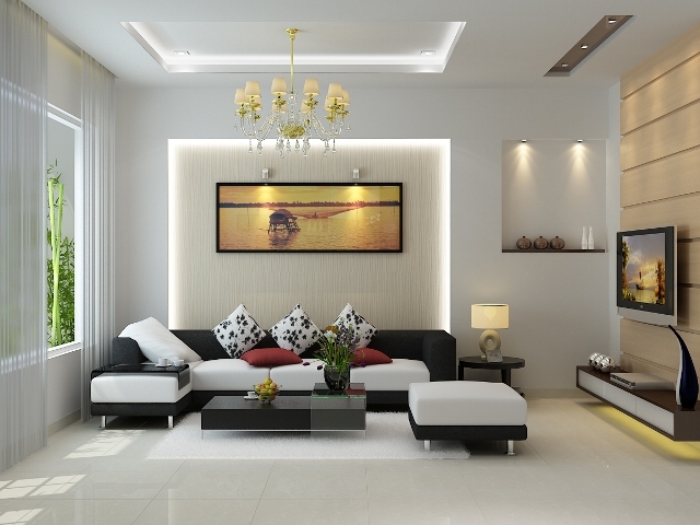 Lắp đèn phòng khách nhà vườn