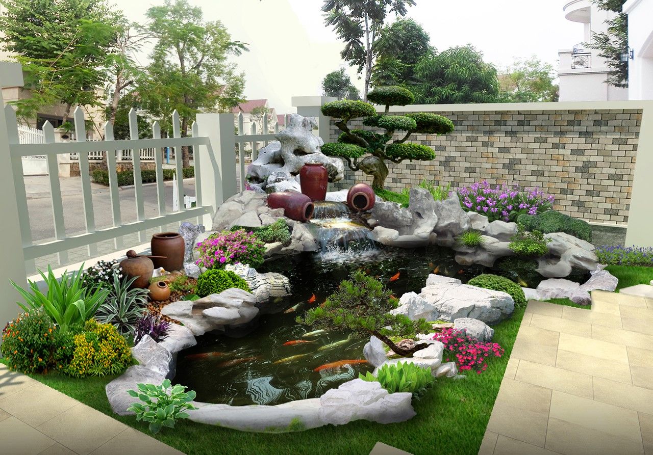 Thi công hồ cá tiểu cảnh