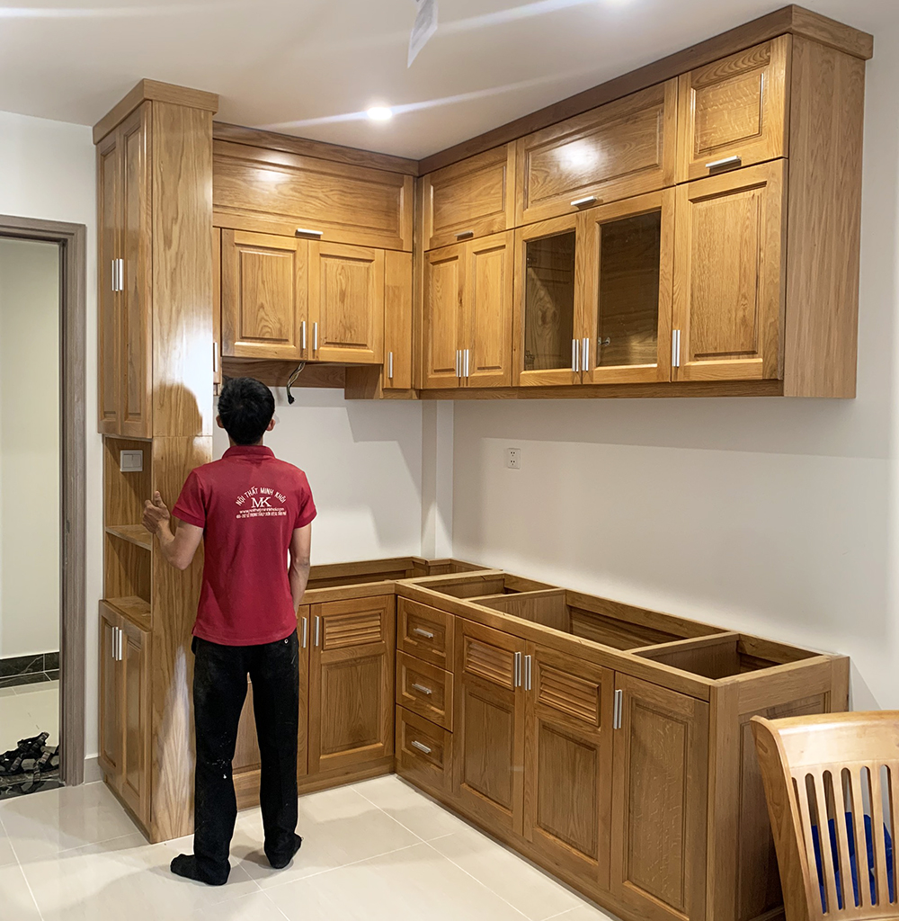 Thi công tủ bếp dưới