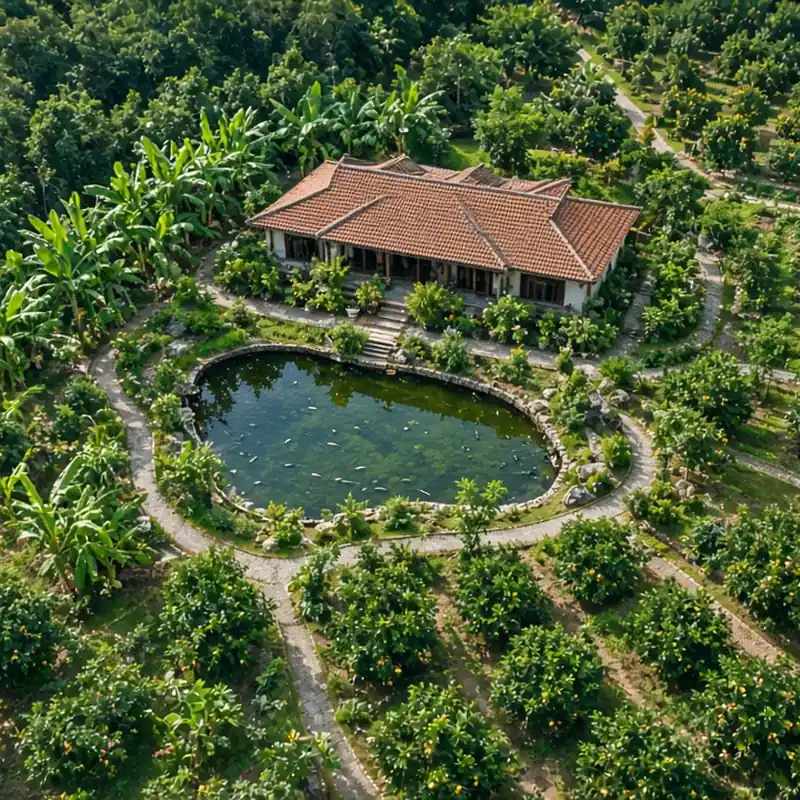 Tổng thể nhà vườn