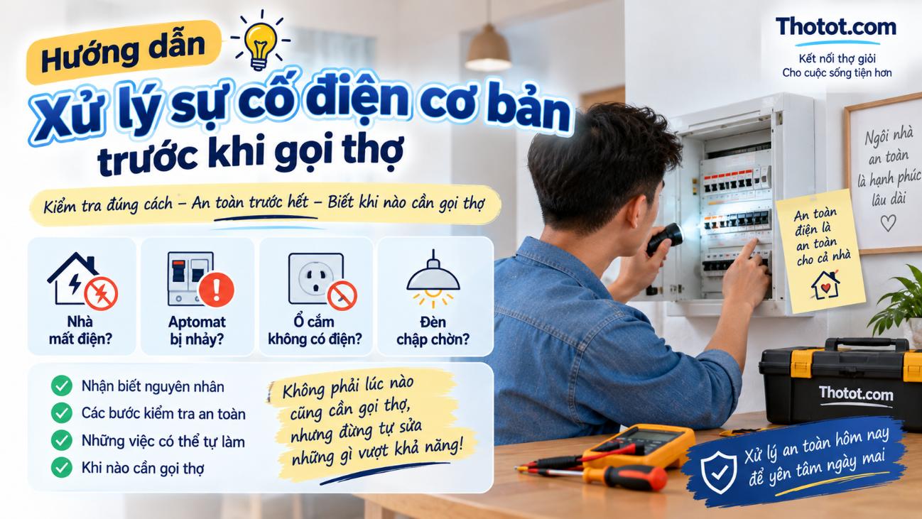 Hướng dẫn xử lý sự cố điện cơ bản tại nhà trước khi gọi thợ
