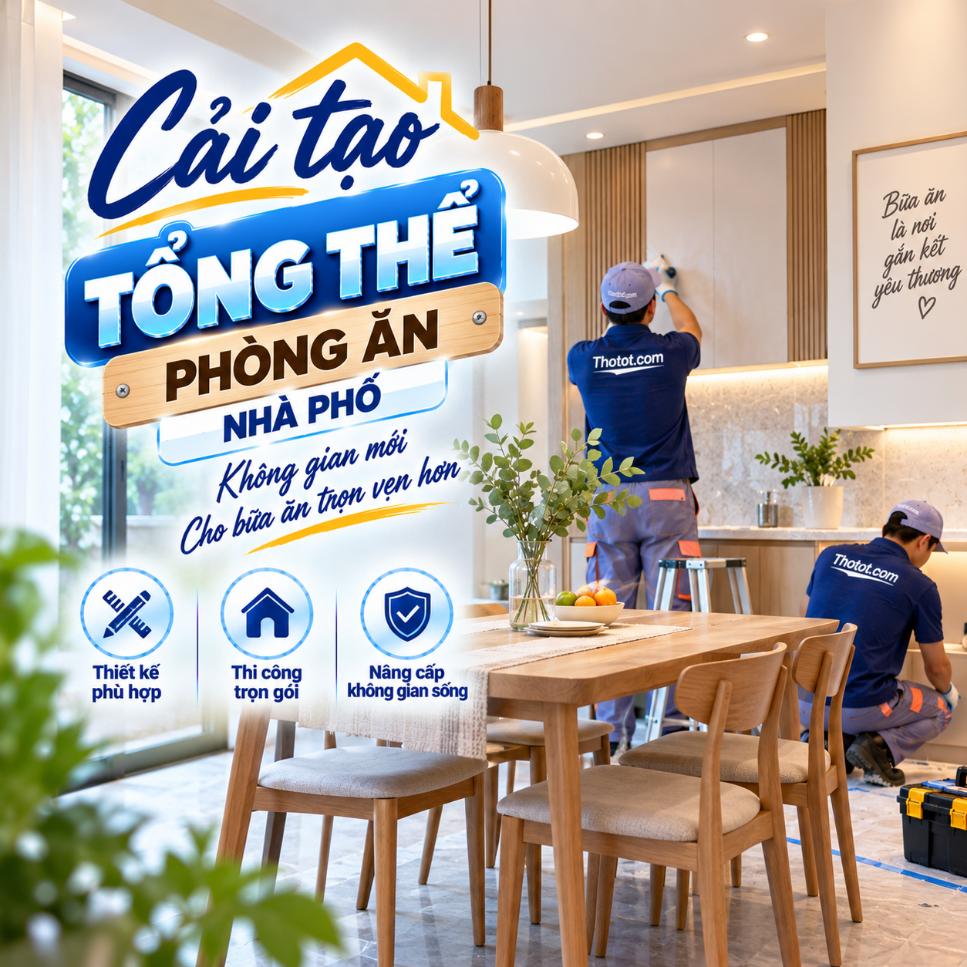 Cải tạo tổng thể phòng ăn nhà phố