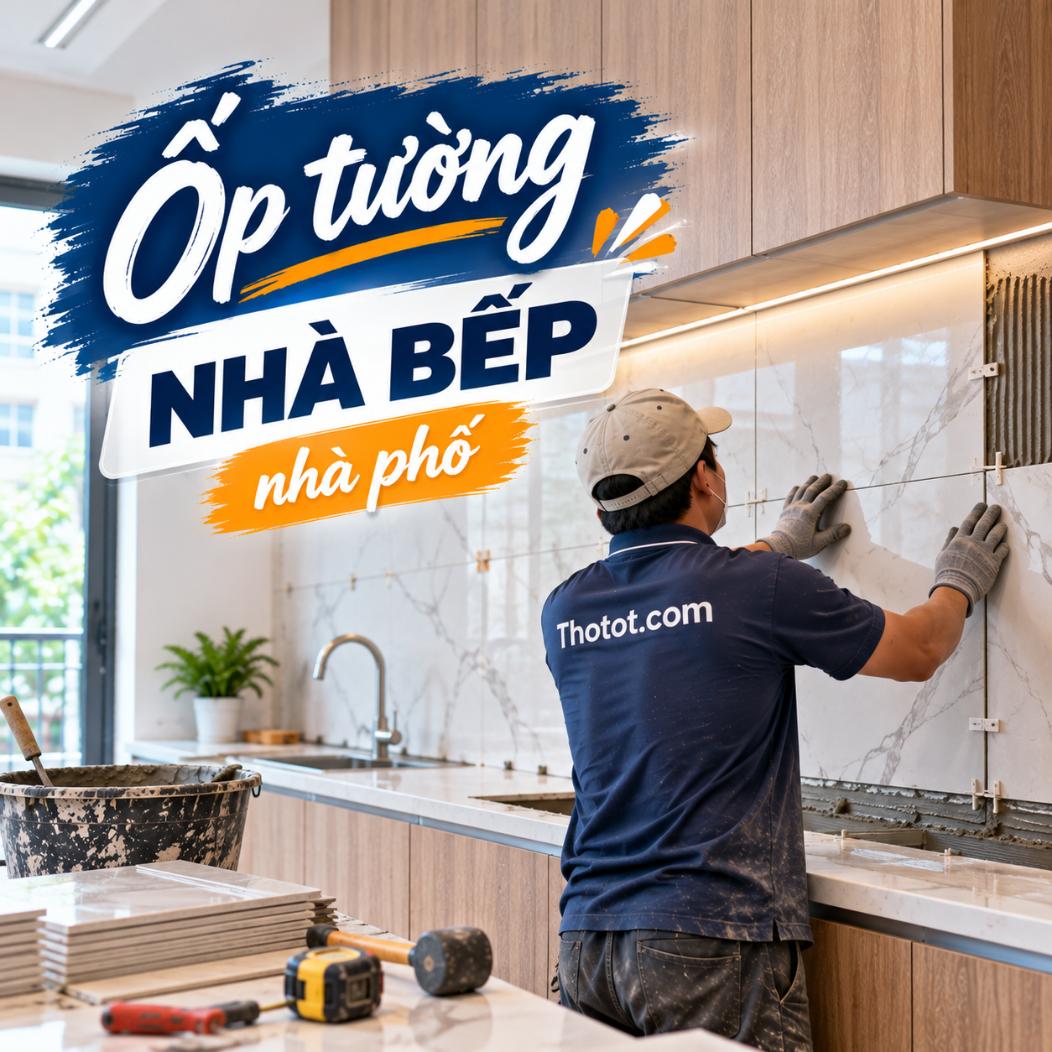 Ốp tường nhà bếp nhà phố