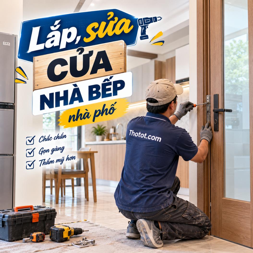 Lắp, sửa cửa nhà bếp nhà phố