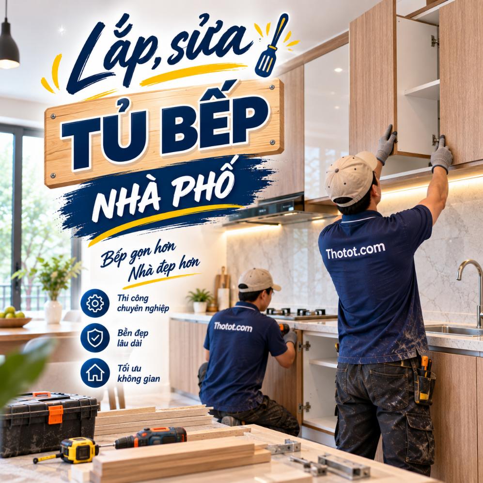 Lắp, sửa tủ bếp nhà phố
