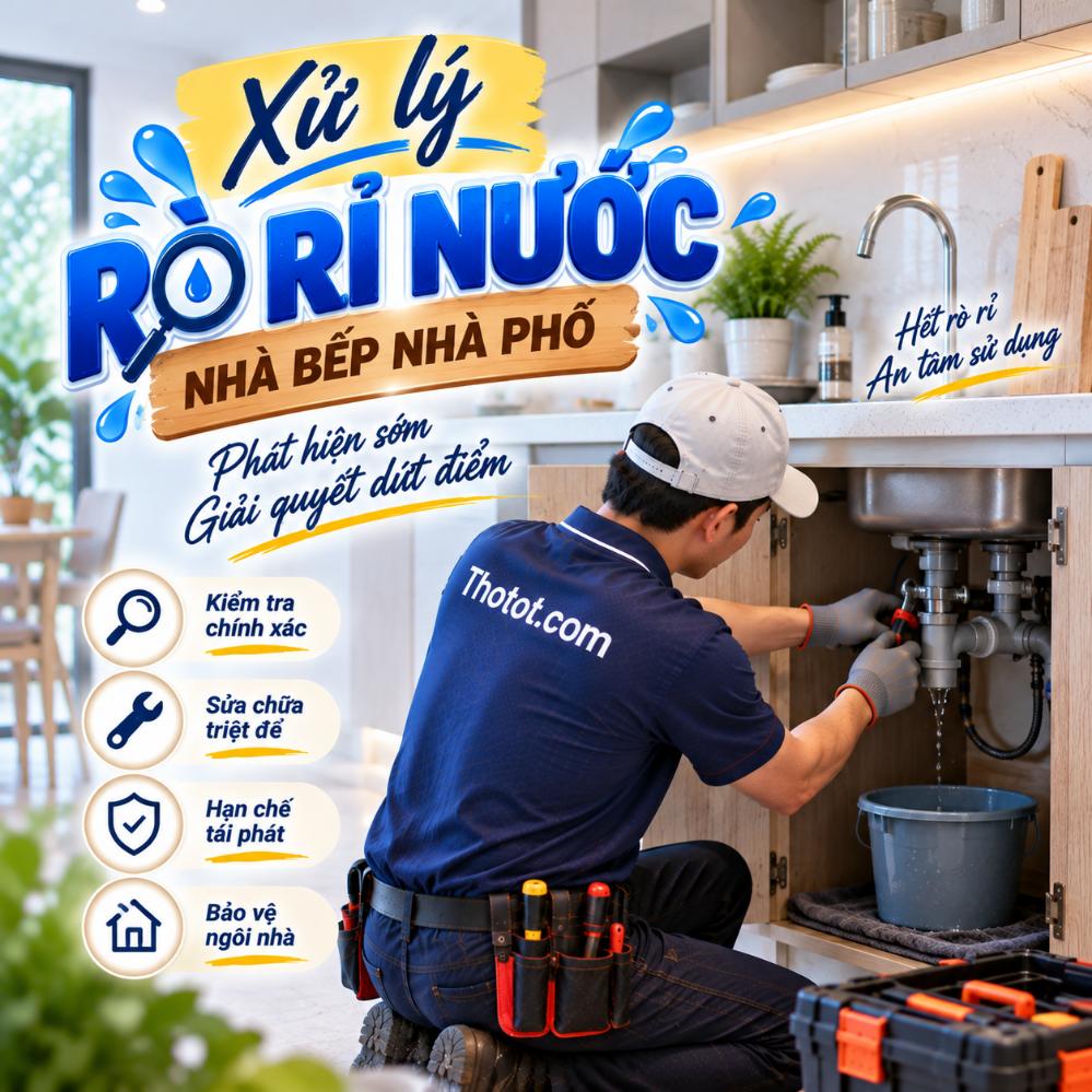 Xử lý rò rỉ nước nhà bếp nhà phố