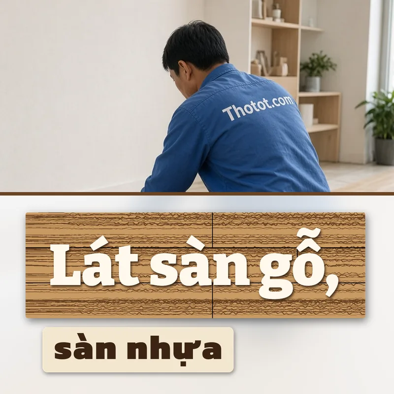 Lát sàn gỗ, sàn nhựa khu bán hàng cửa hàng