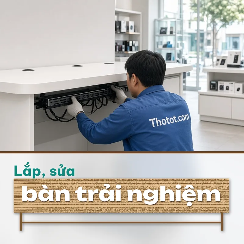 Lắp, sửa bàn trải nghiệm sản phẩm cửa hàng
