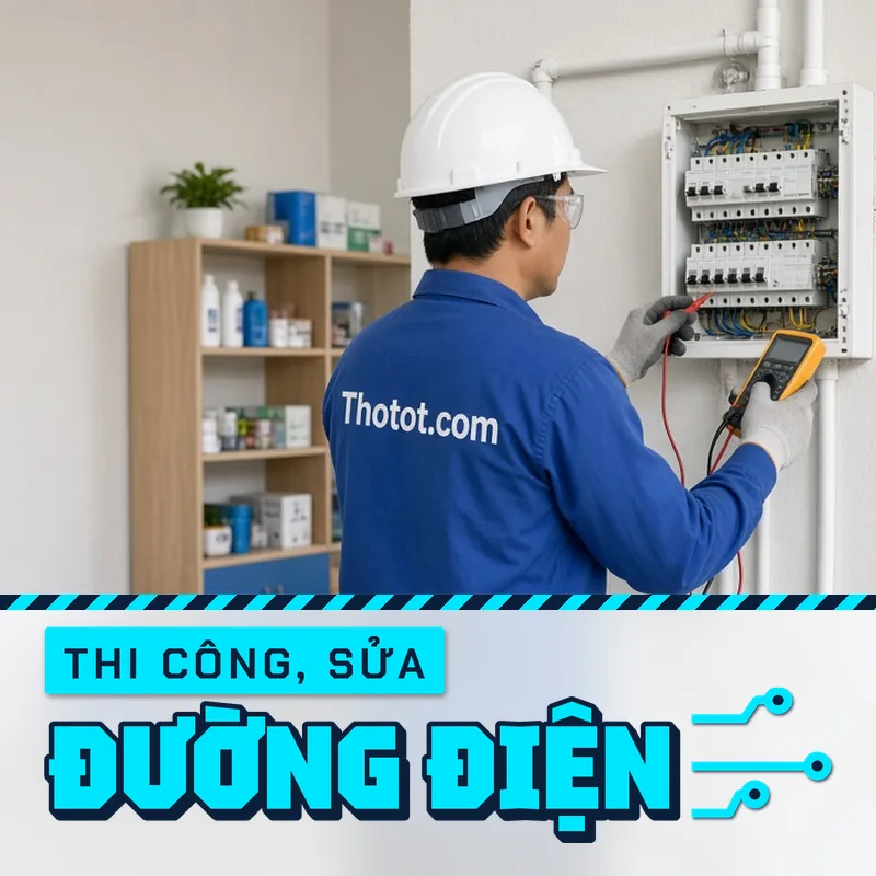 Thi công, sửa đường điện cửa hàng