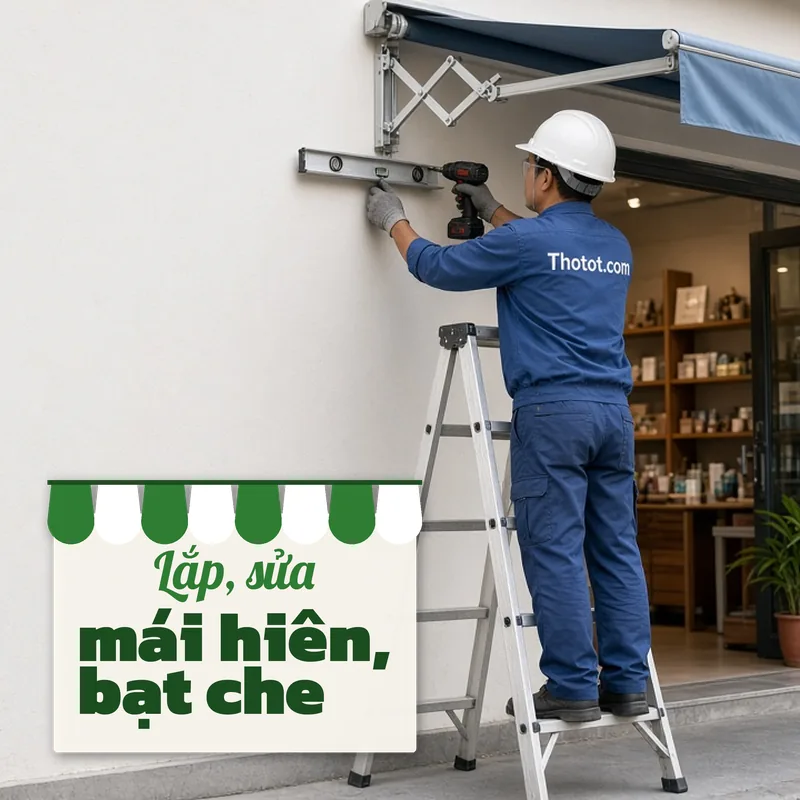 Lắp, sửa mái hiên, bạt che cửa hàng