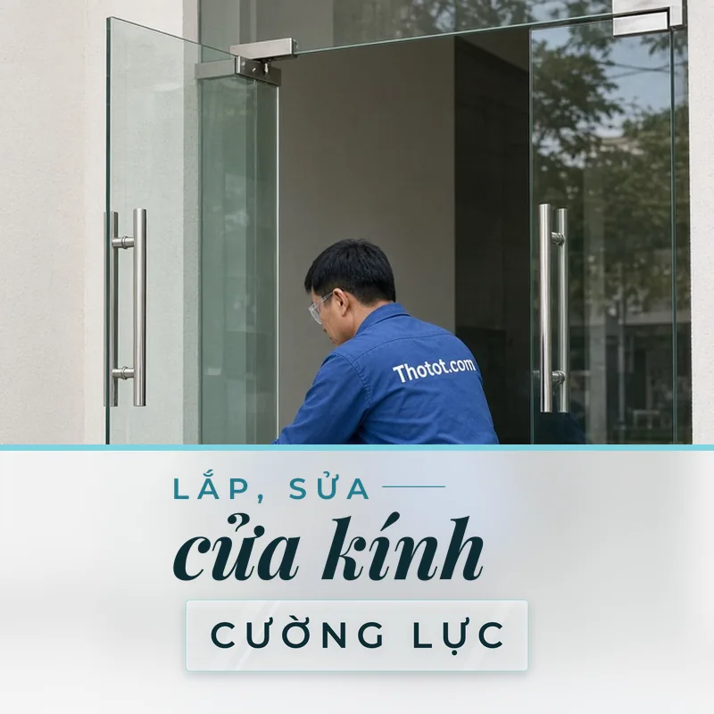 Lắp, sửa cửa kính cường lực cửa hàng