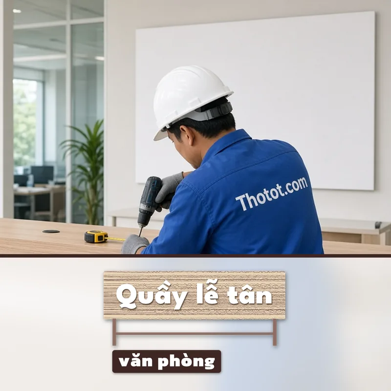 Thi công quầy lễ tân văn phòng