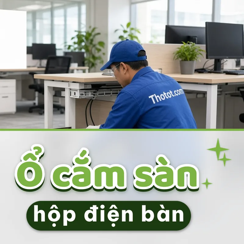 Lắp ổ cắm sàn, hộp điện bàn làm việc văn phòng
