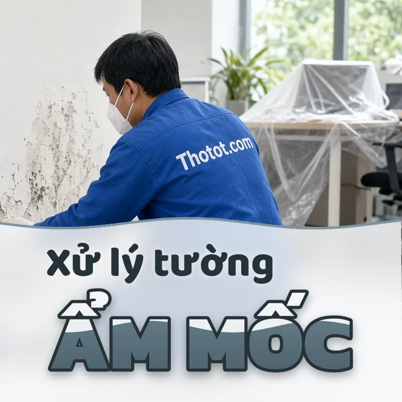 Xử lý tường văn phòng bị ẩm mốc, bong sơn