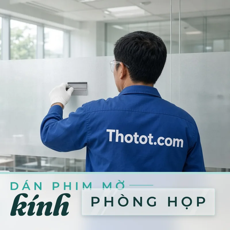 Dán phim mờ, decal kính phòng họp văn phòng