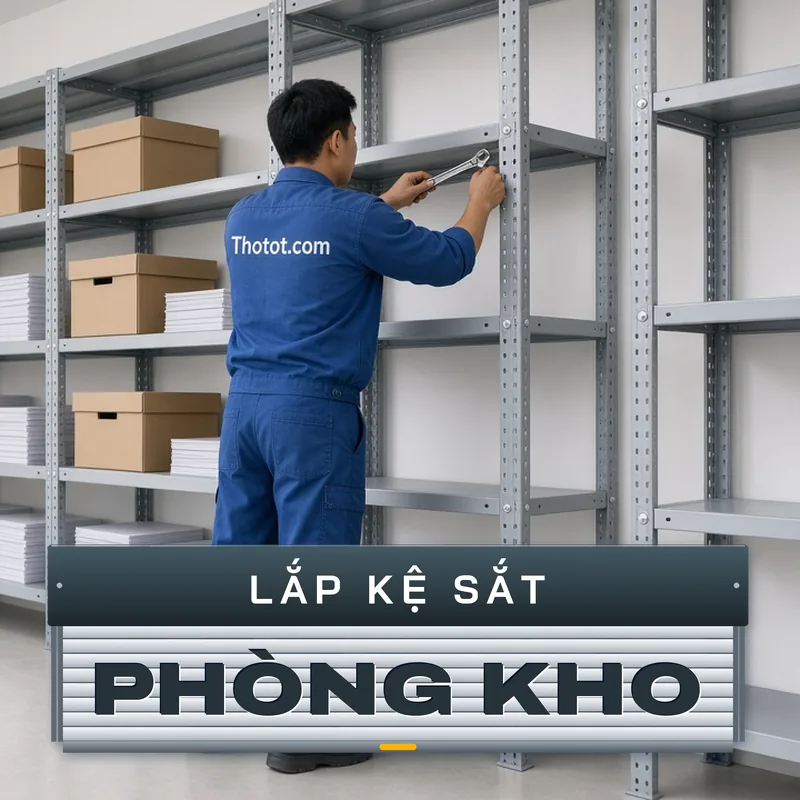 Lắp kệ sắt phòng kho văn phòng
