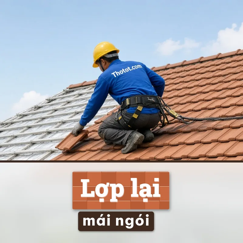 Lợp lại mái ngói biệt thự