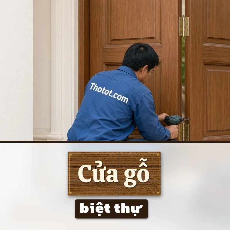 Lắp, sửa cửa gỗ chính biệt thự