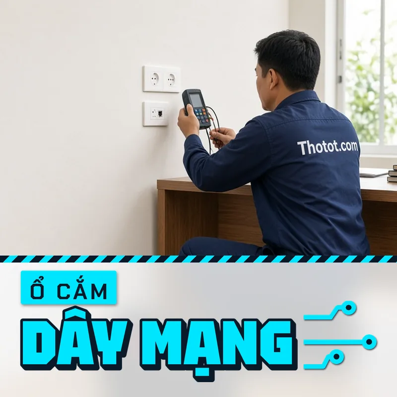 Lắp ổ cắm, dây mạng phòng làm việc biệt thự