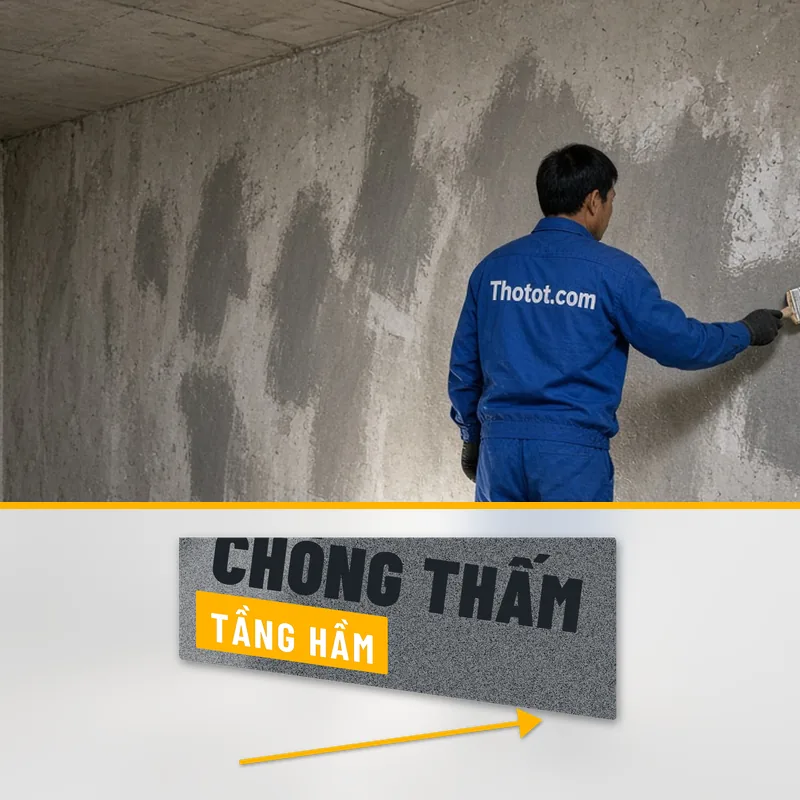 Xử lý phòng kho tầng hầm biệt thự bị thấm