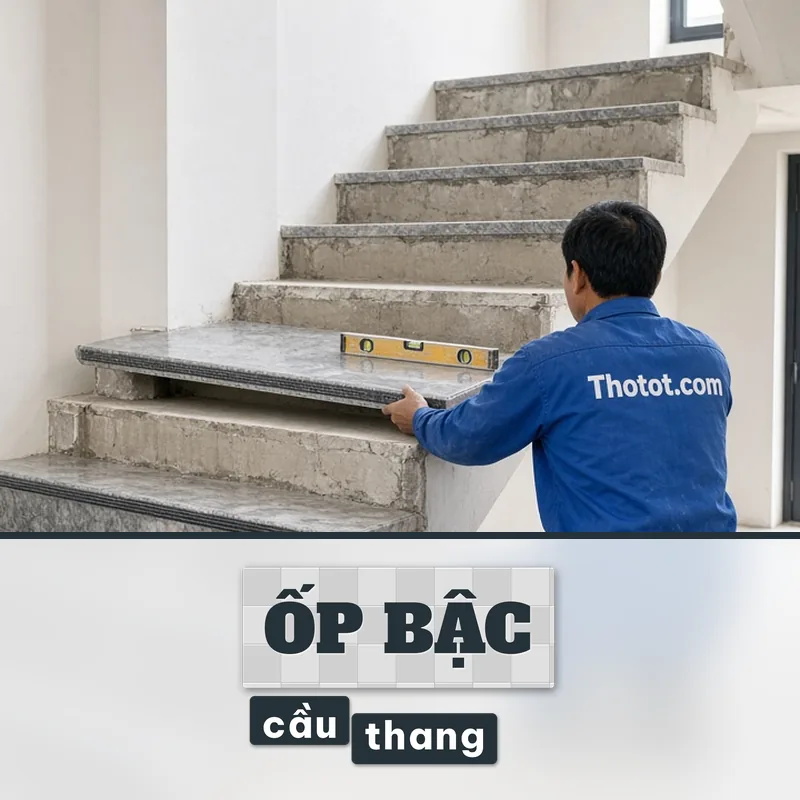 Ốp bậc cầu thang biệt thự