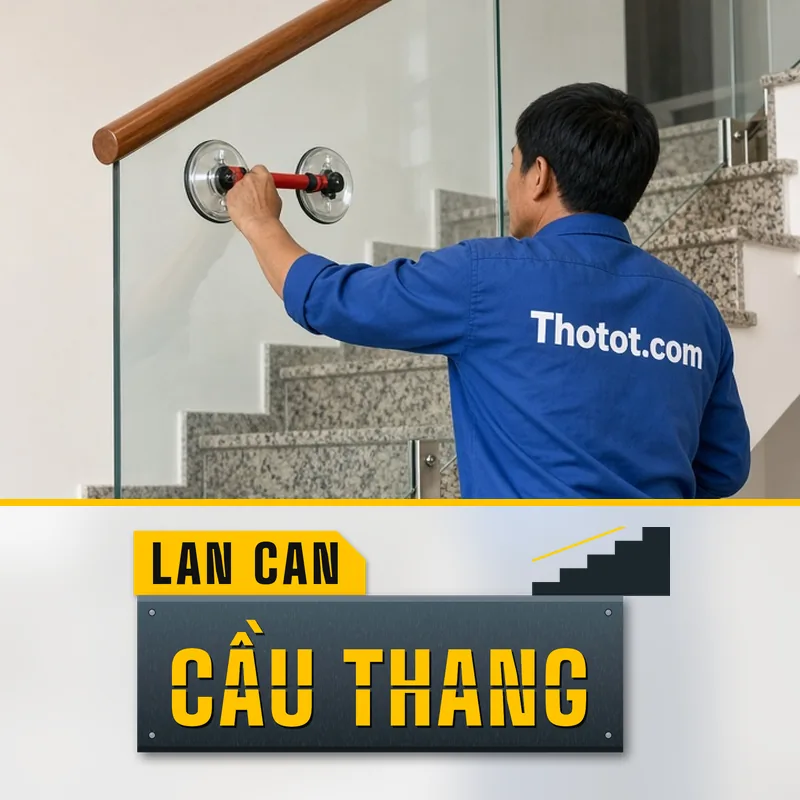 Lắp, sửa lan can tay vịn cầu thang biệt thự