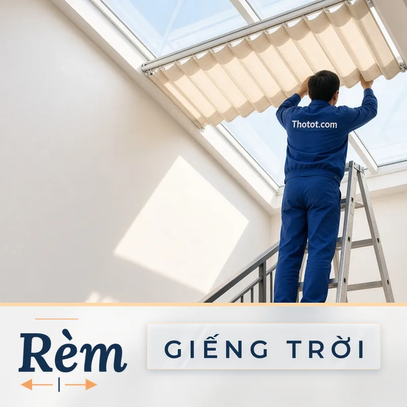 Lắp rèm, lam che nắng giếng trời biệt thự