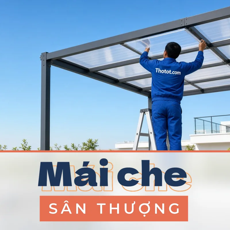 Lắp mái che, pergola sân thượng biệt thự