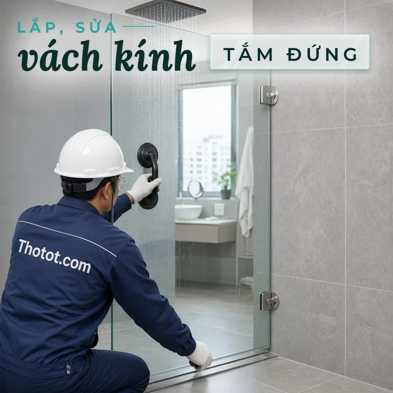 Lắp, sửa vách kính tắm đứng căn hộ chung cư