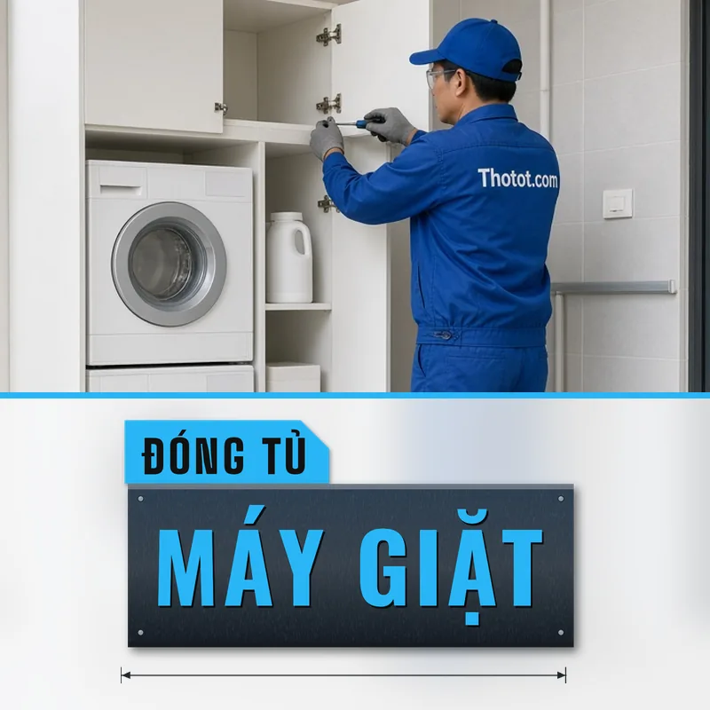 Đóng tủ máy giặt khu giặt phơi căn hộ chung cư