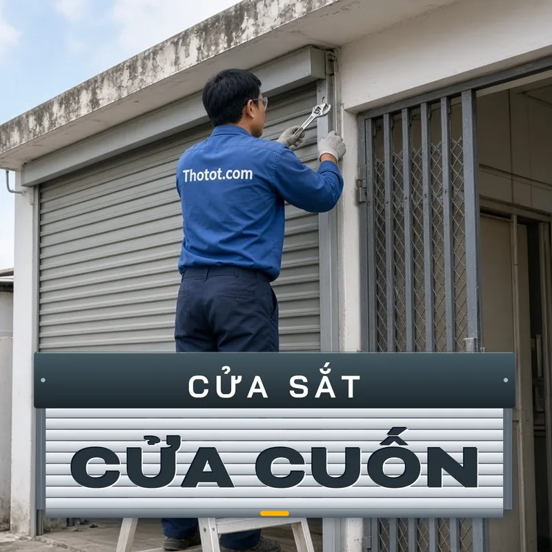 Lắp, sửa cửa sắt, cửa cuốn mặt tiền nhà cấp 4