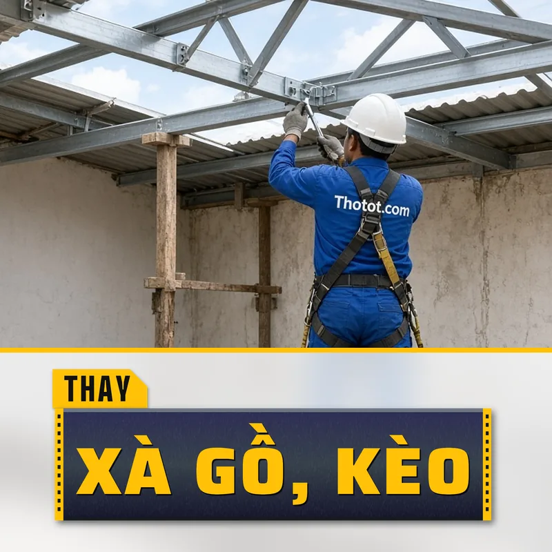 Thay xà gồ, kèo mái nhà cấp 4