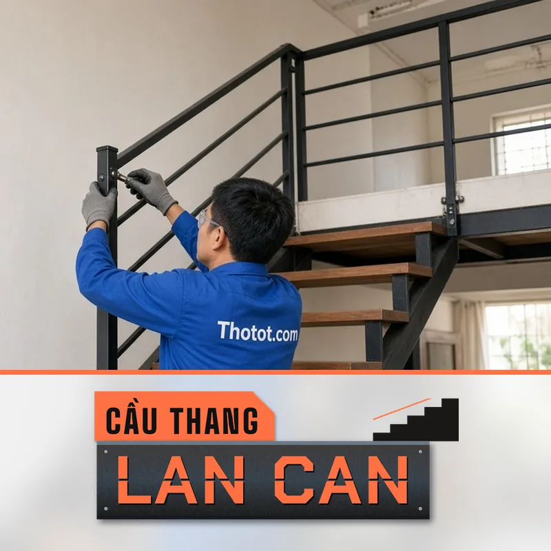 Lắp, sửa cầu thang, lan can gác lửng nhà cấp 4