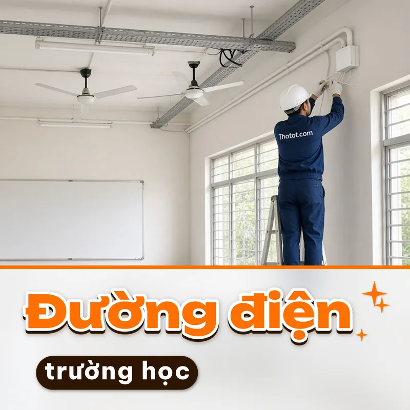 Thi công, sửa đường điện trường học