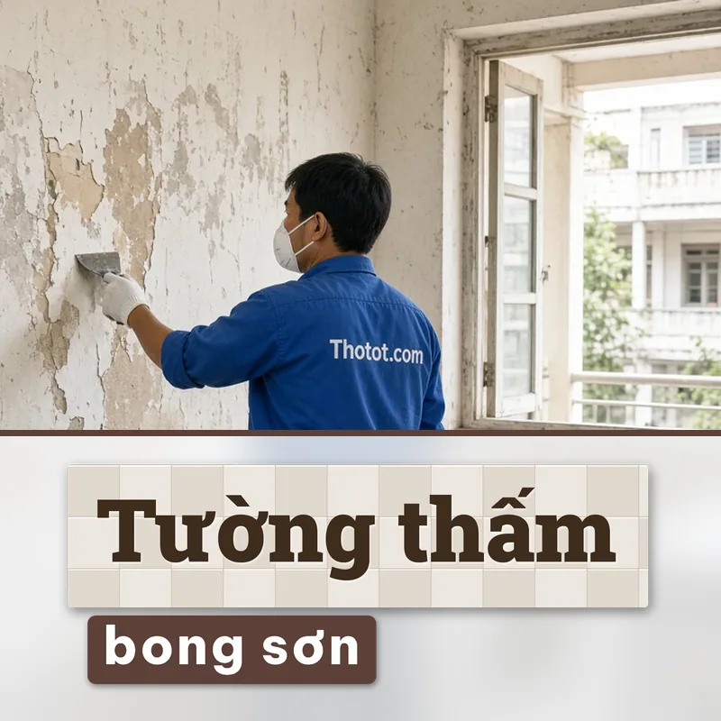 Xử lý tường trường học bị thấm, bong sơn