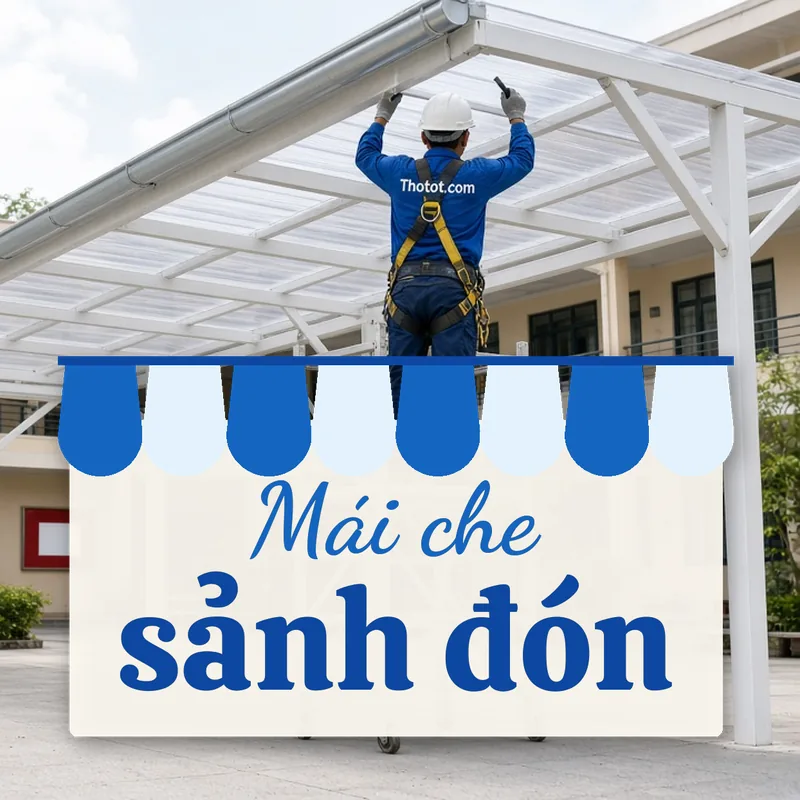 Làm mái che sảnh đón trường học
