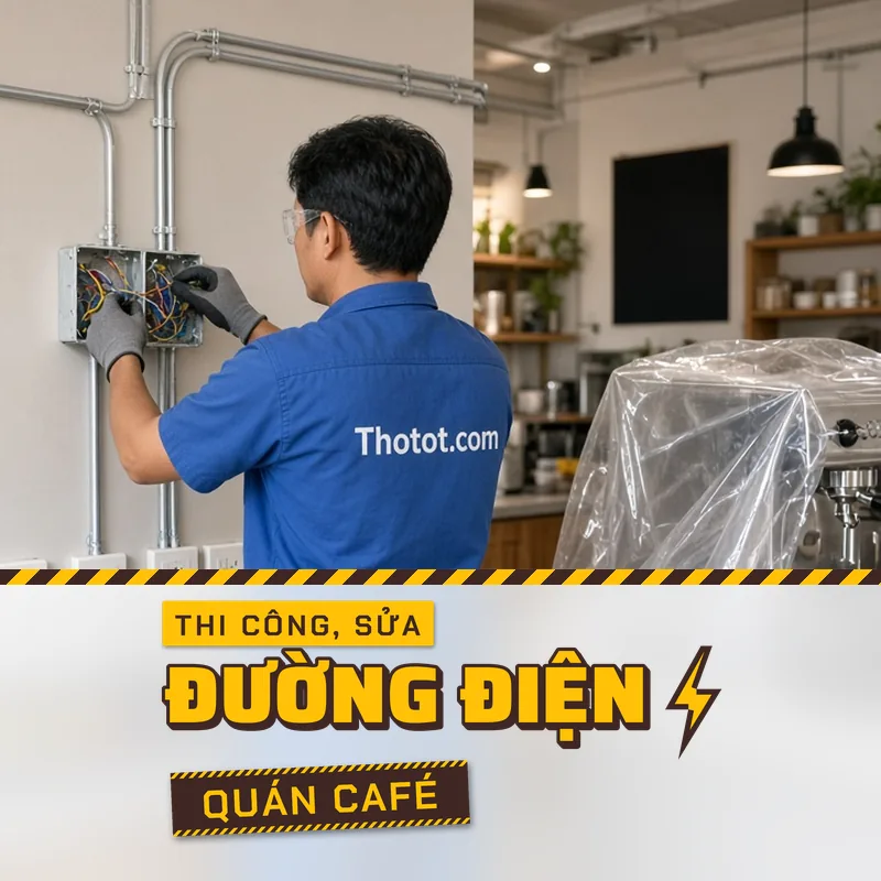 Thi công, sửa đường điện quán café