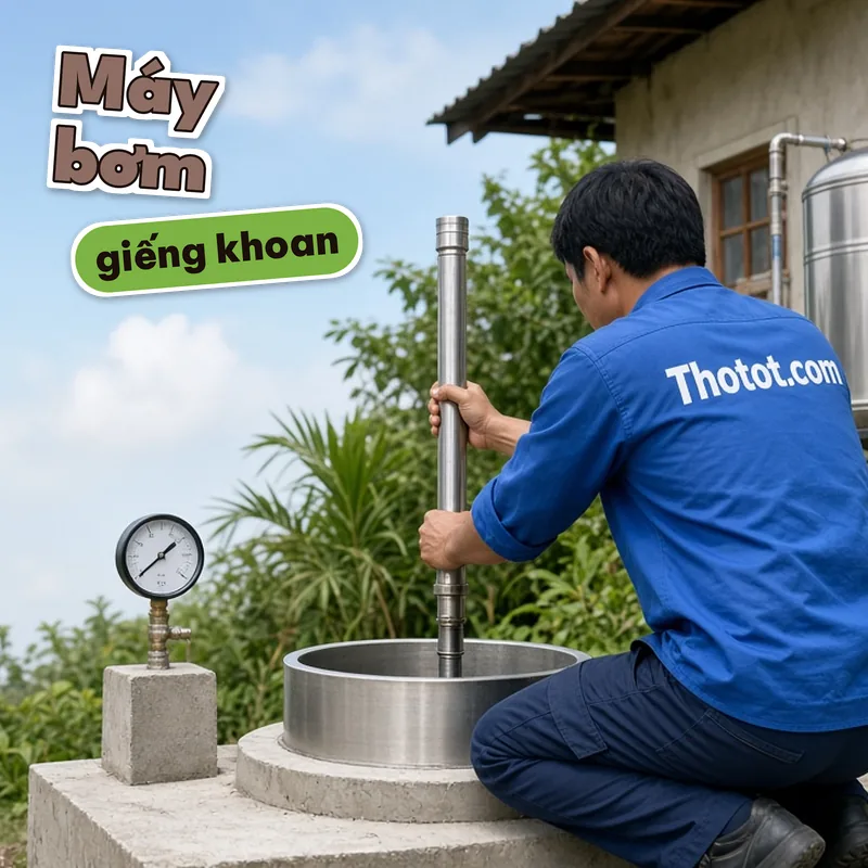 Lắp, sửa máy bơm giếng khoan, bồn nước nhà vườn