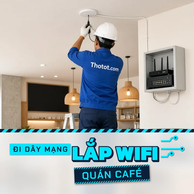 Đi dây mạng, lắp wifi quán café