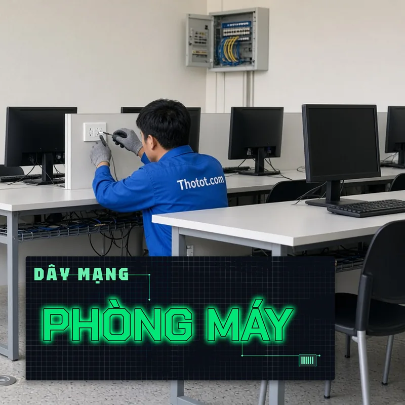 Đi dây mạng, ổ cắm phòng máy tính trường học