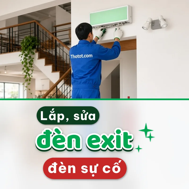 Lắp, sửa đèn exit, đèn sự cố quán café