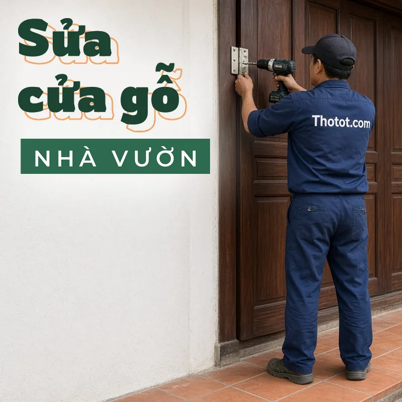 Lắp, sửa cửa gỗ mặt tiền nhà vườn