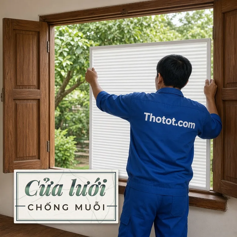 Lắp, sửa cửa lưới chống muỗi phòng ngủ nhà vườn