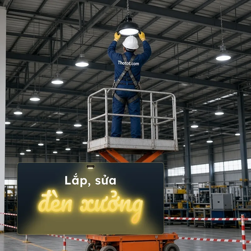 Lắp, sửa đèn chiếu sáng khu sản xuất nhà xưởng