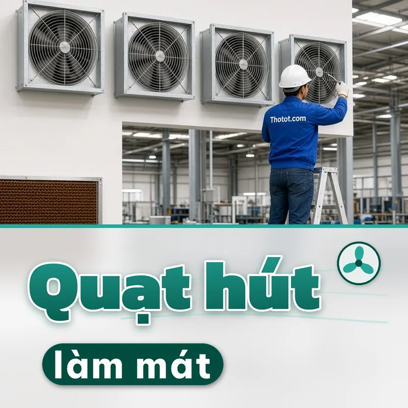 Lắp, sửa quạt hút, tấm làm mát khu sản xuất nhà xưởng