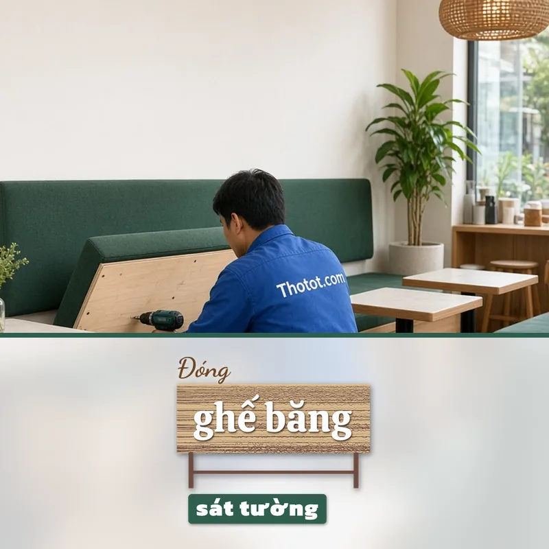 Đóng ghế băng sofa sát tường quán café