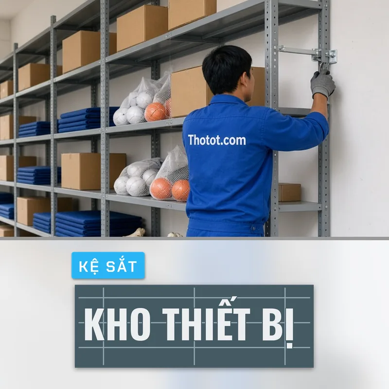 Lắp kệ sắt phòng kho thiết bị trường học
