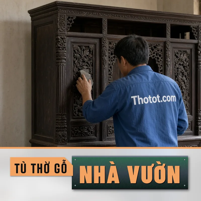 Đóng, sửa tủ thờ gỗ phòng thờ nhà vườn